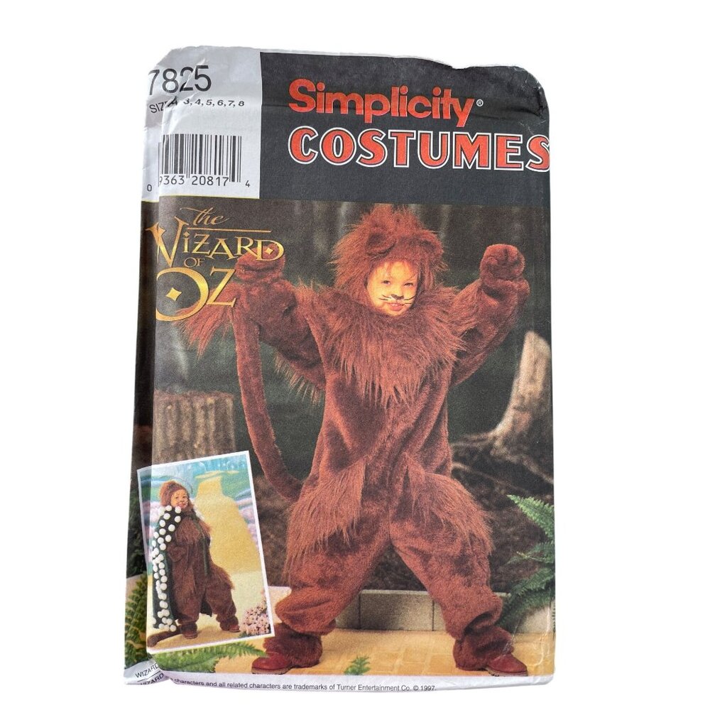 Vintage Simplicity 7825 Costume Pattern Sizes 3-8 The Wizard Of Oz Lion UNCUT